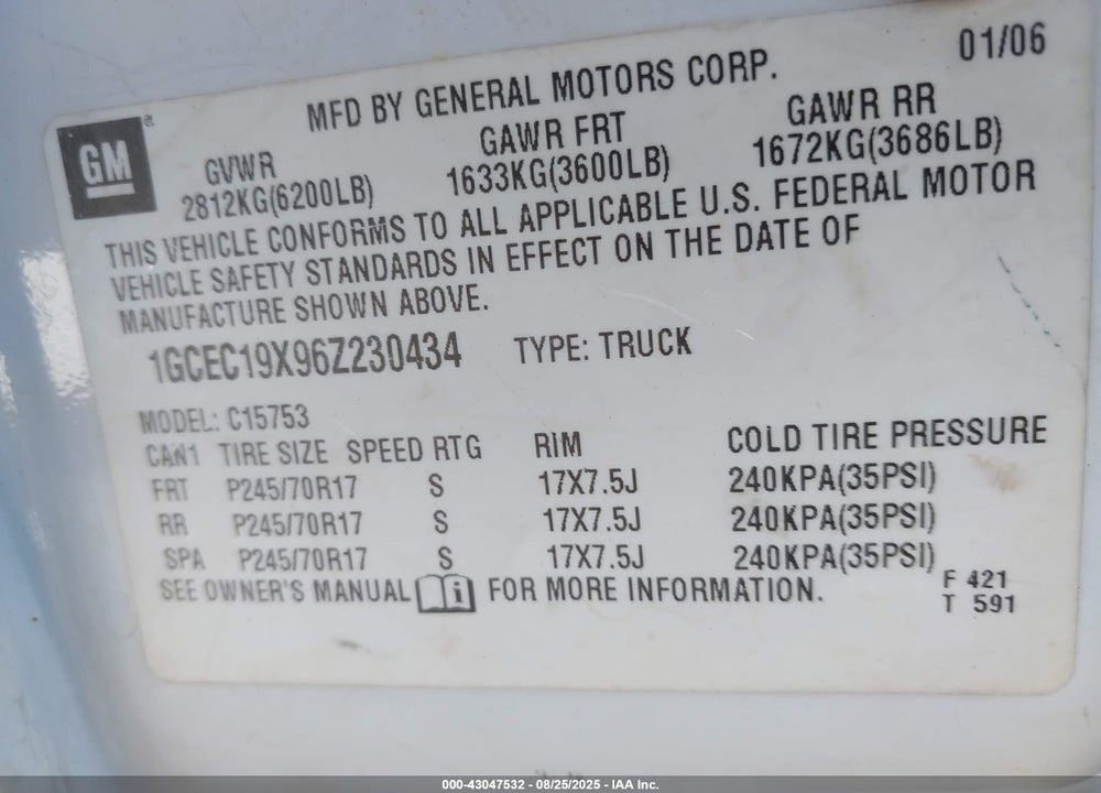 2004 CHEVROLET SILVERADO 1500 Z71 VIN: 2GCEK19TX41173893