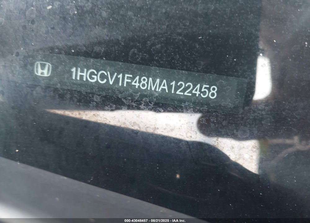 2021 HONDA ACCORD VIN: 1HGCV1F48MA122458