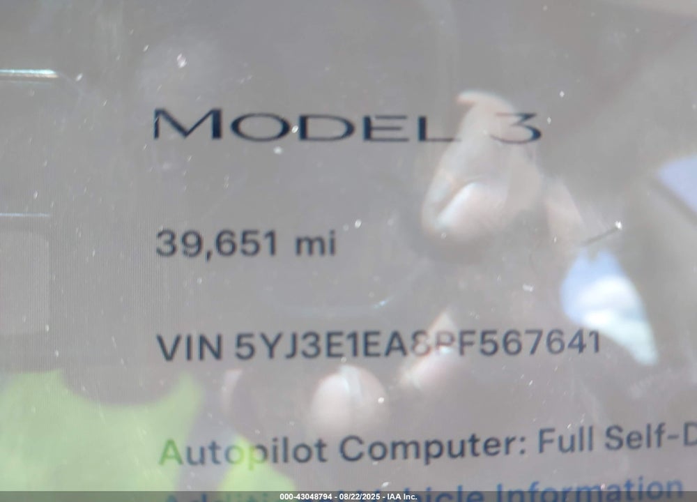 2023 TESLA MODEL 3 VIN: 5YJ3E1EA8PF567641