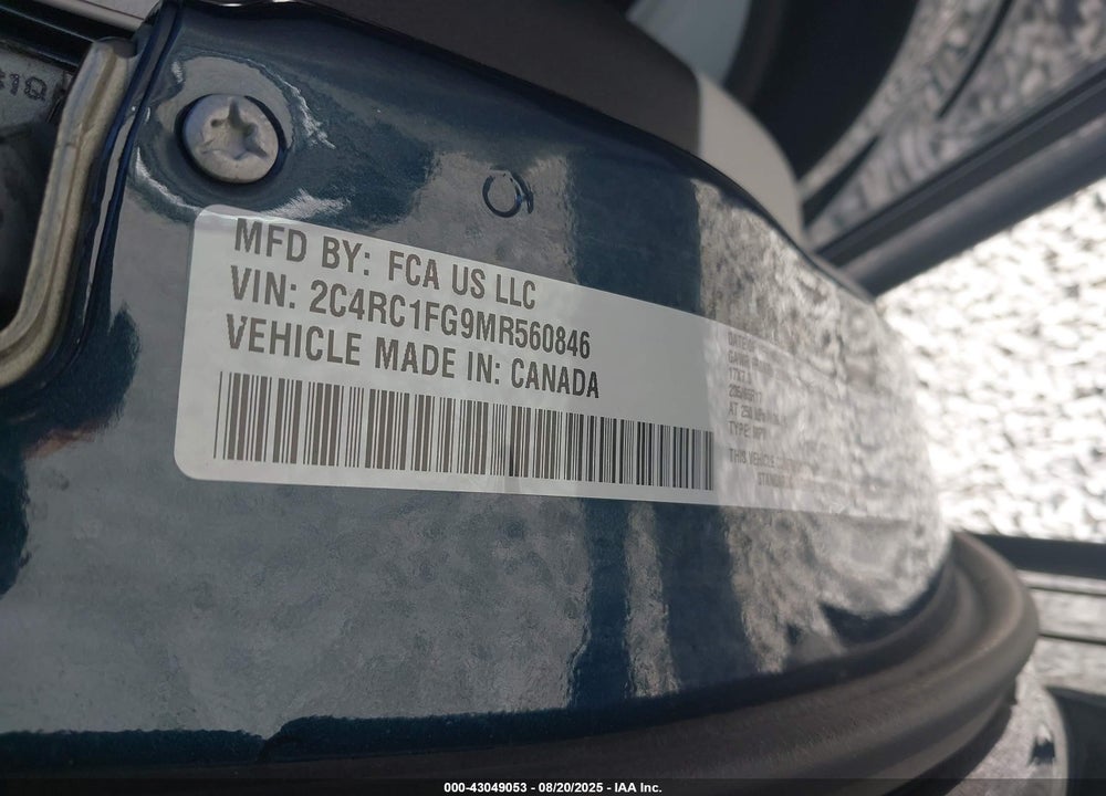 2021 CHRYSLER PACIFICA TOURING VIN: 2C4RC1FG9MR560846