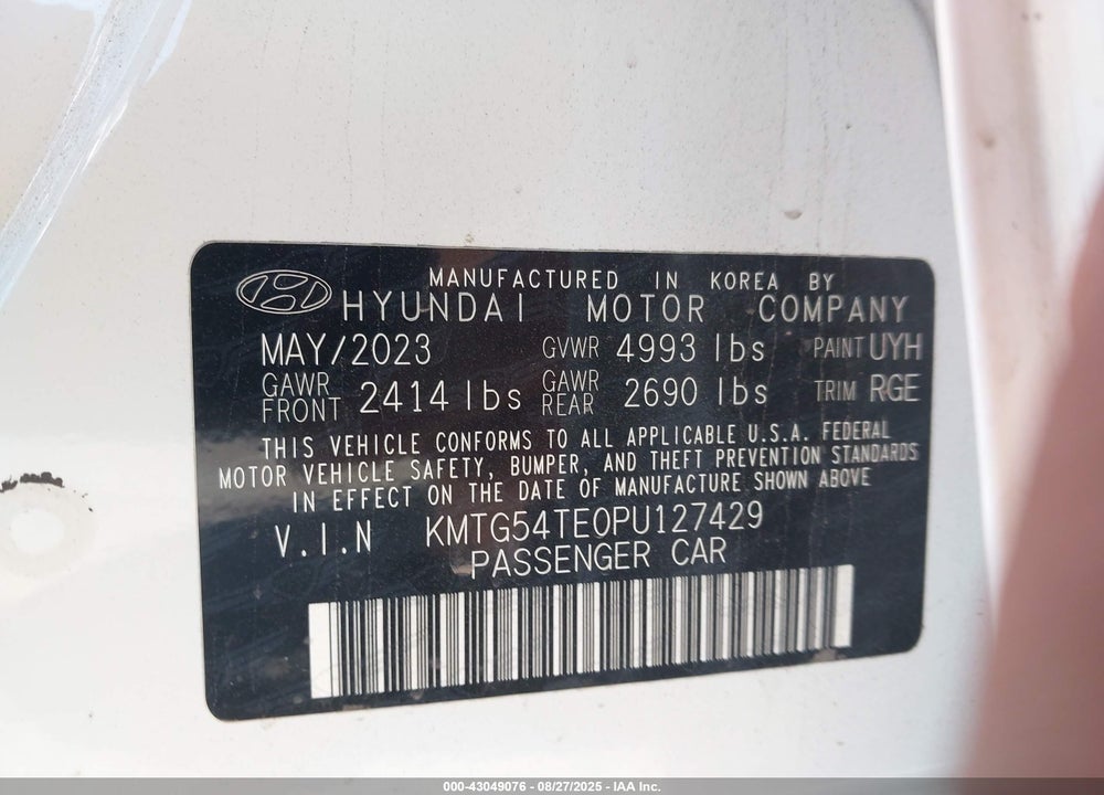 2023 GENESIS G70 VIN: KMTG54TE0PU127429