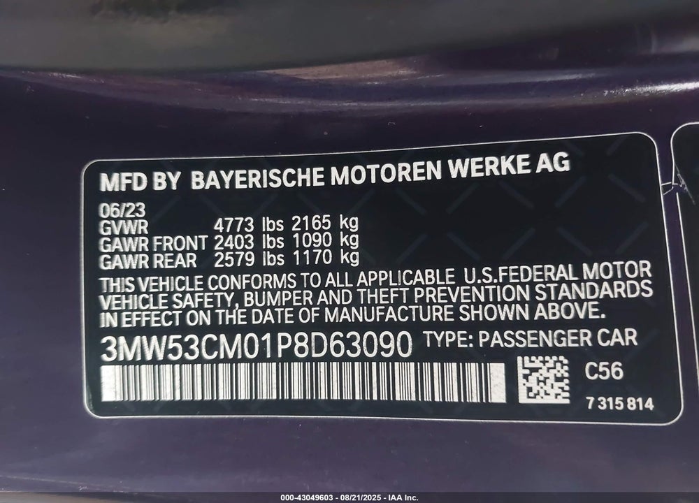 2023 BMW M240I VIN: 3MW53CM01P8D63090