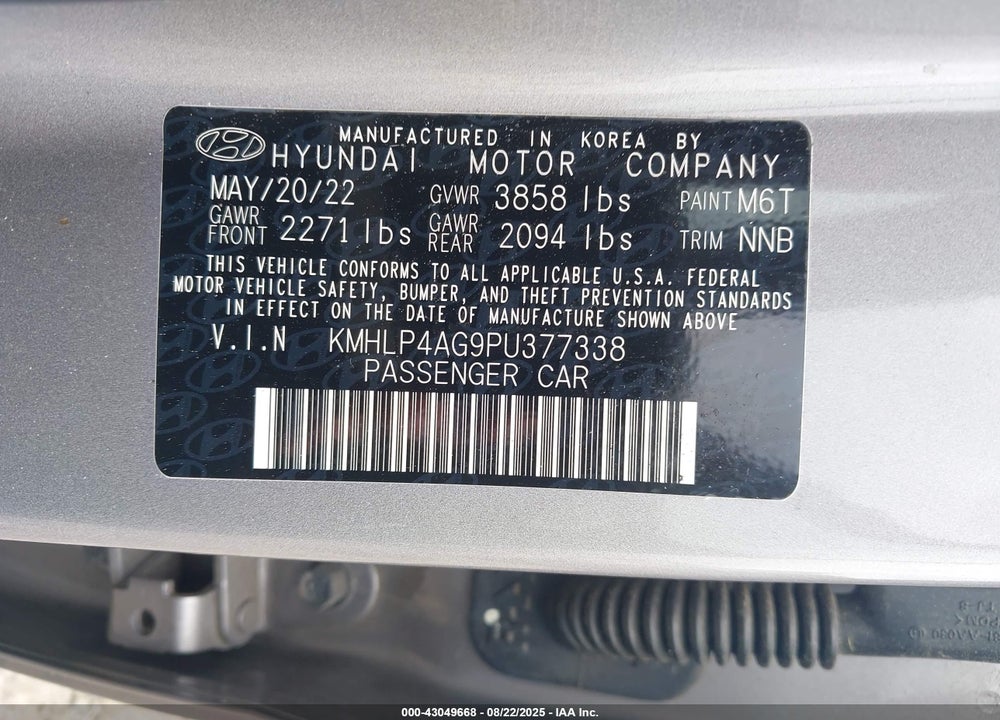 2023 HYUNDAI ELANTRA VIN: KMHLP4AG9PU377338