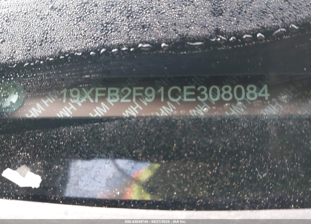 2012 HONDA CIVIC VIN: 19XFB2F91CE308084