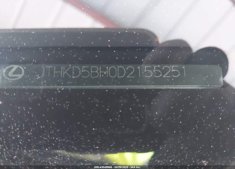 2013 LEXUS CT 200H VIN: JTHKD5BH0D2155251