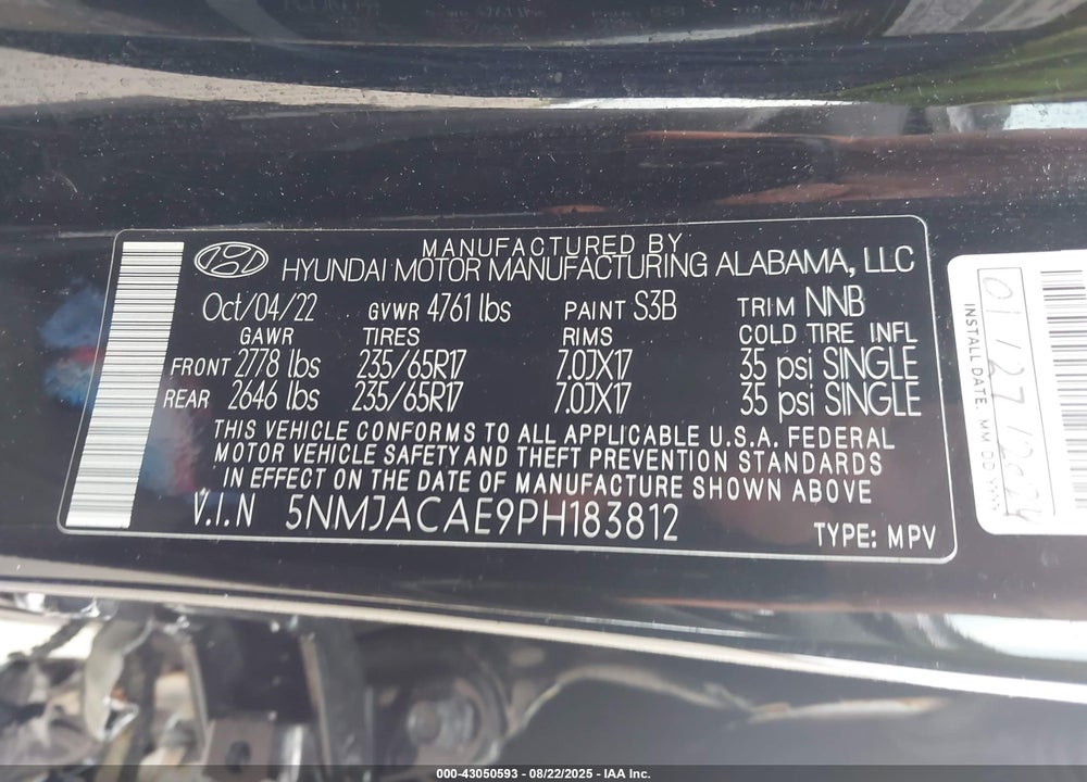 2023 HYUNDAI TUCSON VIN: 5NMJACAE9PH183812
