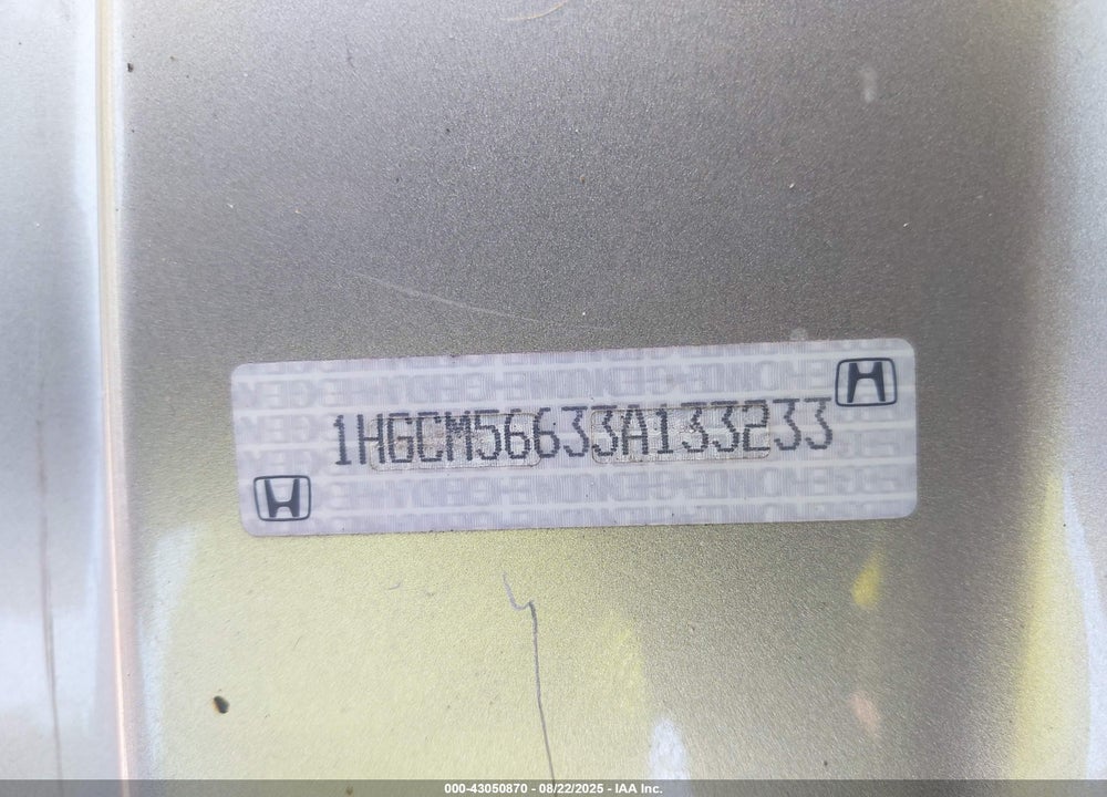 2003 HONDA ACCORD 2.4 EX VIN: 1HGCM56633A133233