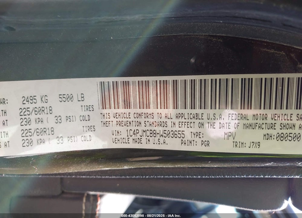 2017 JEEP CHEROKEE VIN: 1C4PJMCB8HW503655