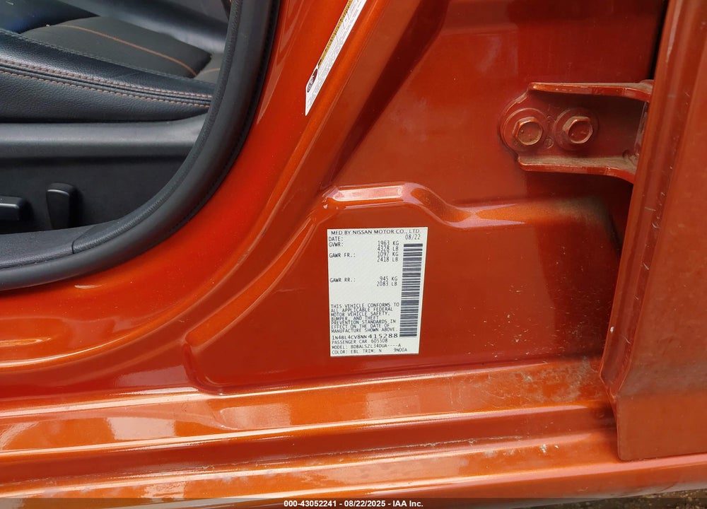 2022 NISSAN ALTIMA VIN: 1N4BL4CV8NN415288