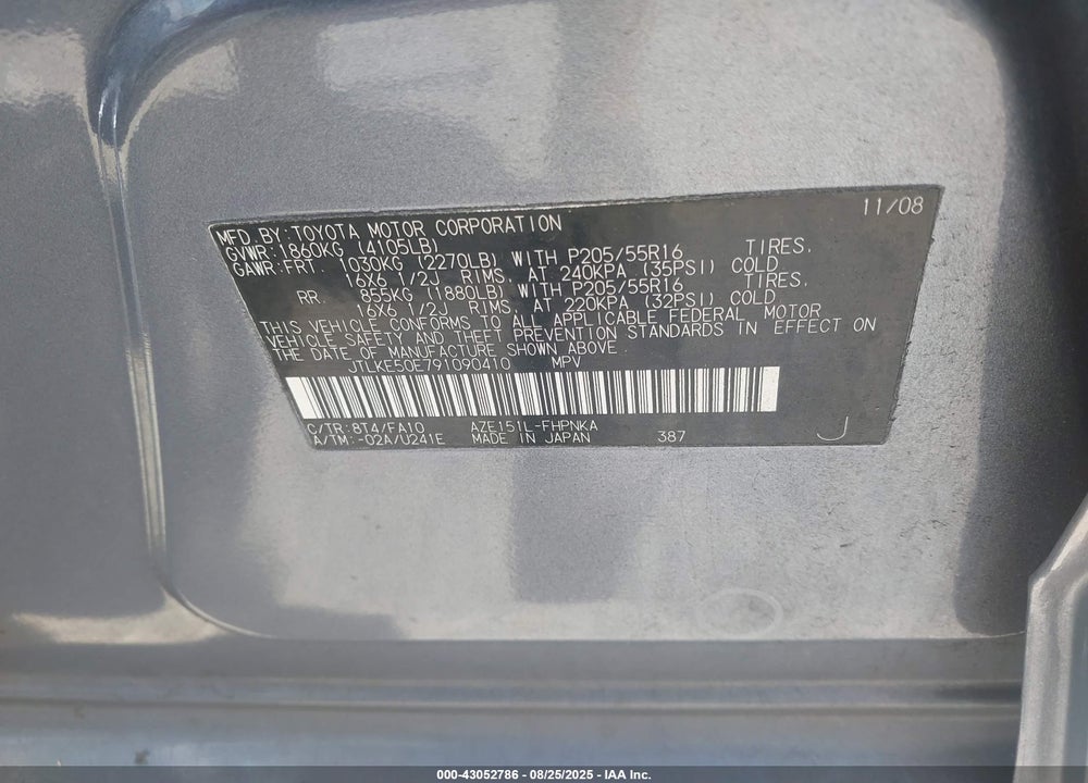 2009 SCION XB VIN: JTLKE50E791090410