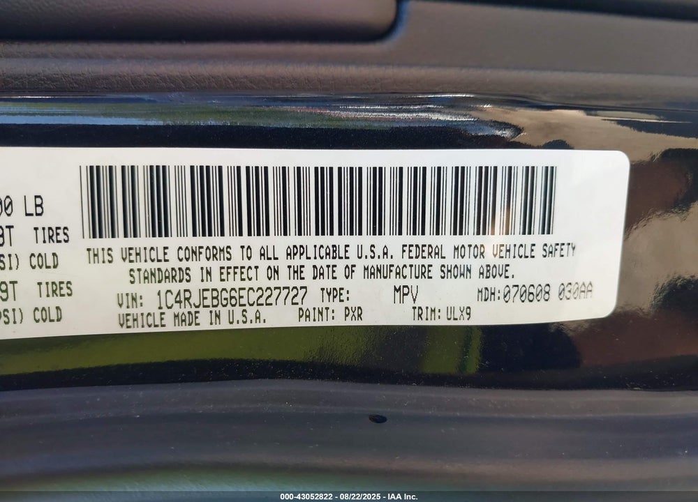 2014 JEEP GRAND CHEROKEE VIN: 1C4RJEBG6EC227727