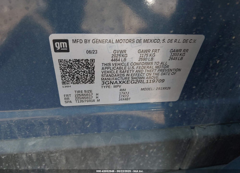 2024 CHEVROLET EQUINOX VIN: 3GNAXKEG2RL119709
