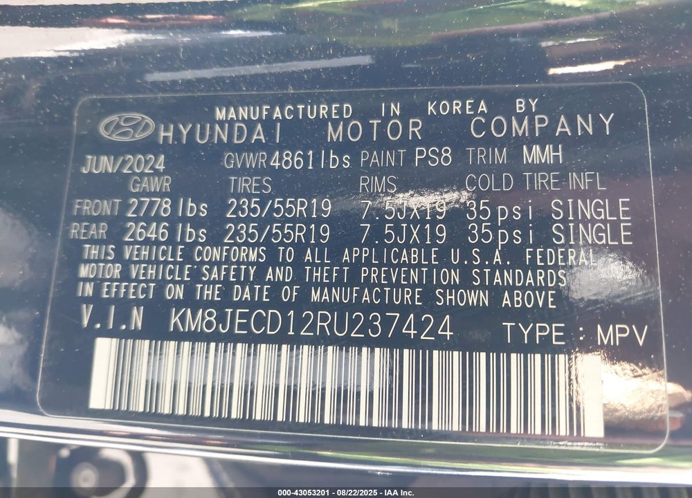 2024 HYUNDAI TUCSON HYBRID VIN: KM8JECD12RU237424