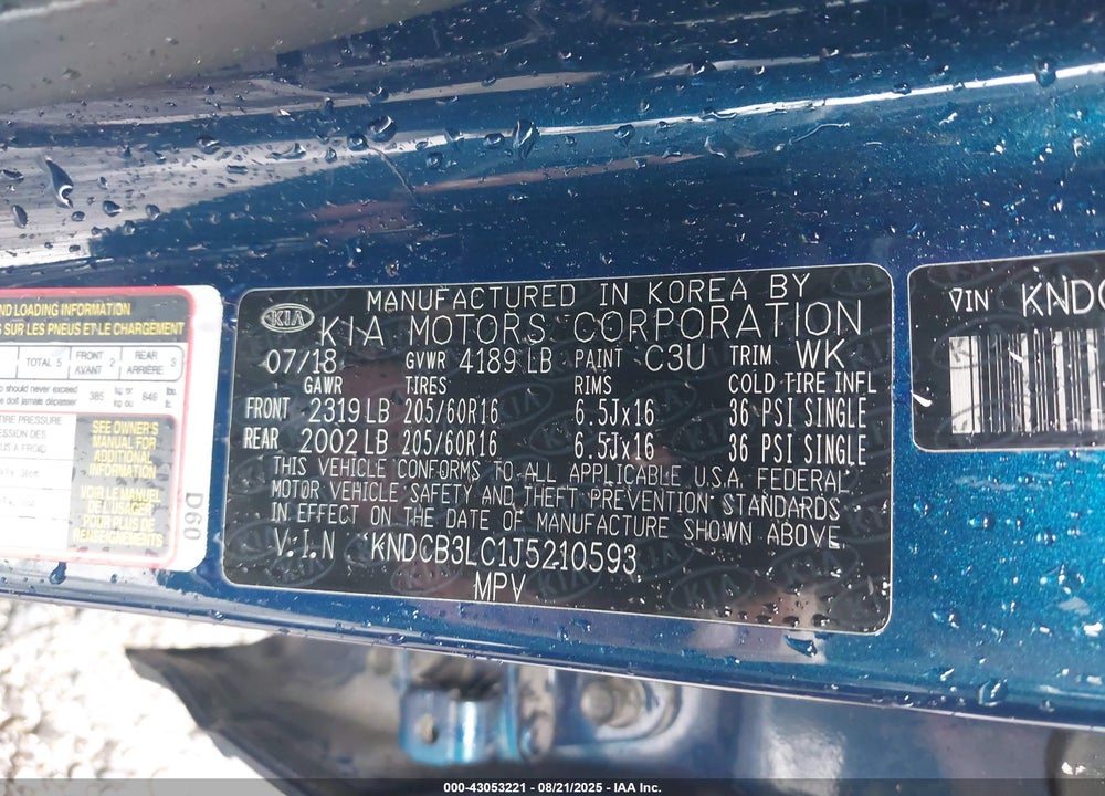 2018 KIA NIRO VIN: KNDCB3LC1J5210593