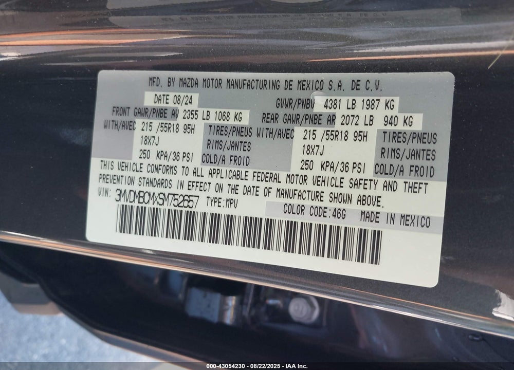 2025 MAZDA CX-30 VIN: 3MVDMBCMXSM752657