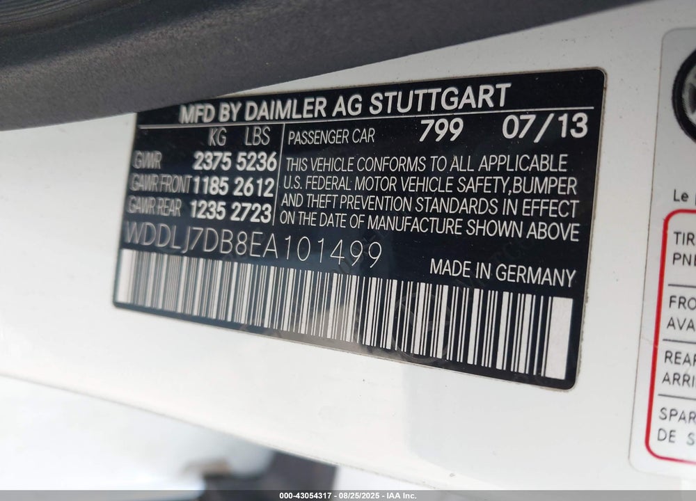 2014 MERCEDES-BENZ CLS CLASS VIN: WDDLJ7DB8EA101499