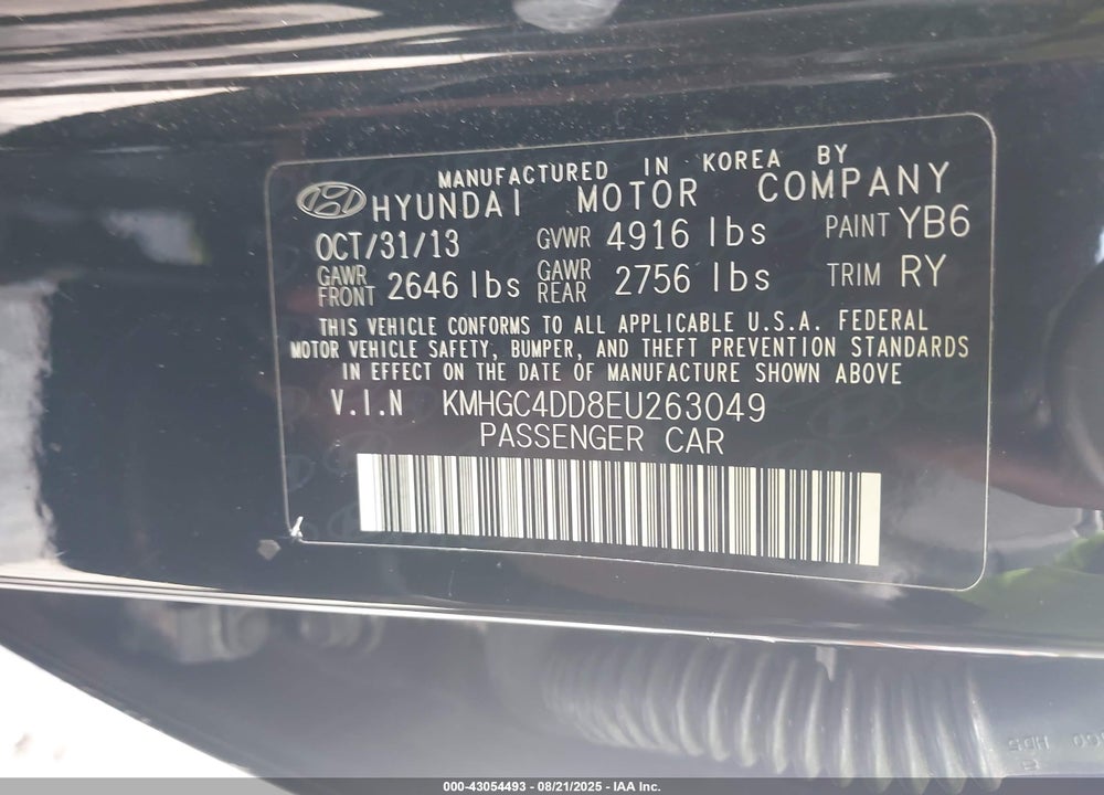 2014 HYUNDAI GENESIS 3.8 VIN: KMHGC4DD8EU263049