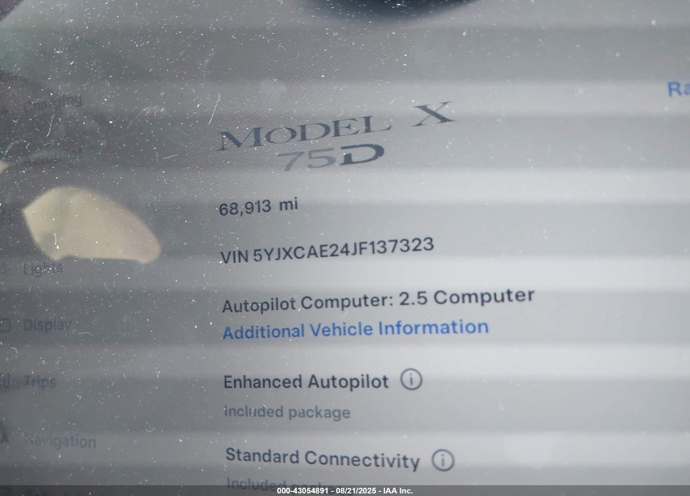 2018 TESLA MODEL X VIN: 5YJXCAE24JF137323