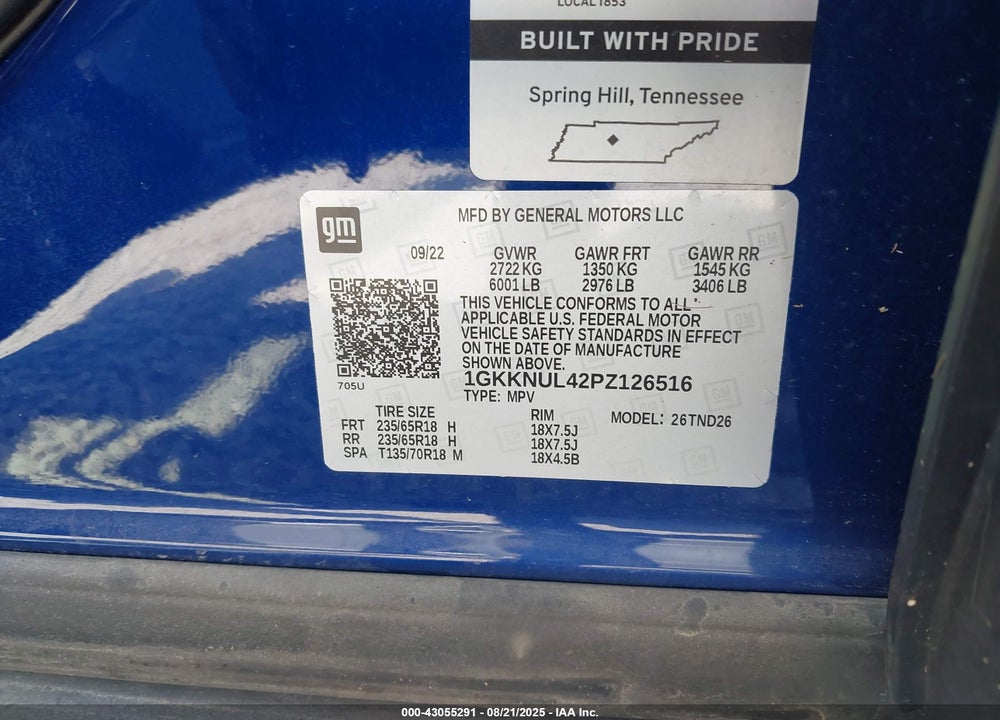 2023 GMC ACADIA VIN: 1GKKNUL42PZ126516