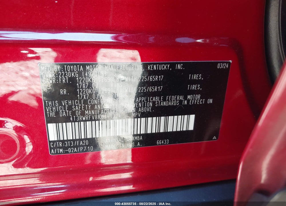 2024 TOYOTA RAV4 HYBRID VIN: 4T3RWRFV8RU141324