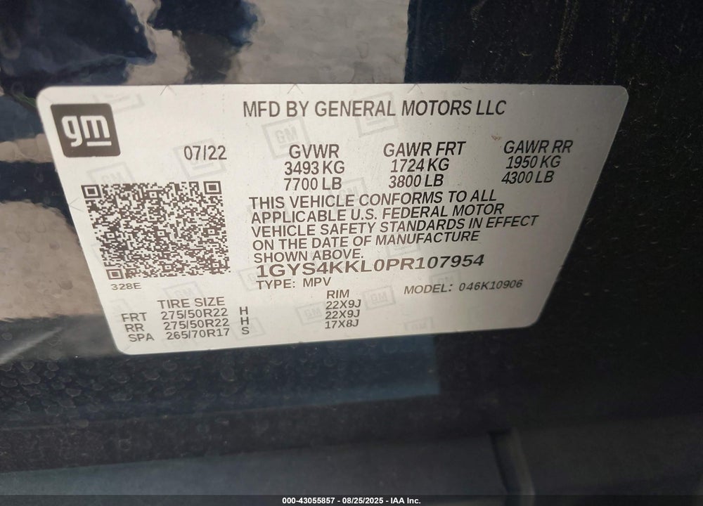2023 CADILLAC ESCALADE ESV 4WD PREMIUM LUXURY VIN: 1GYS4KKL0PR107954
