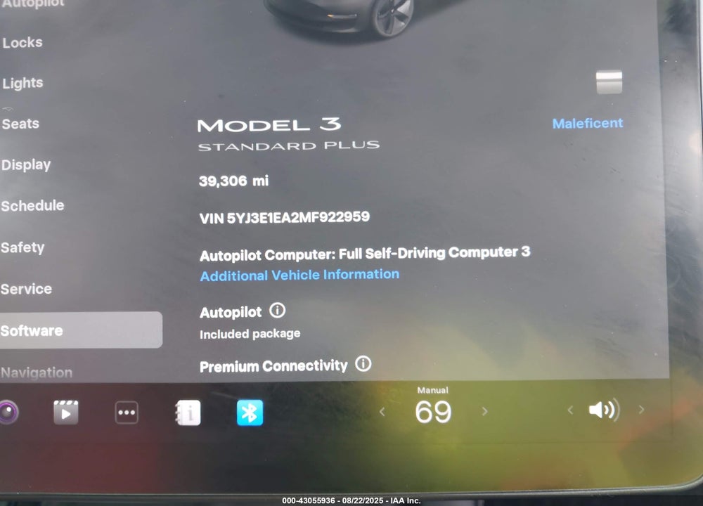 2021 TESLA MODEL 3 STANDARD RANGE PLUS REAR-WHEEL DRIVE VIN: 5YJ3E1EA2MF922959
