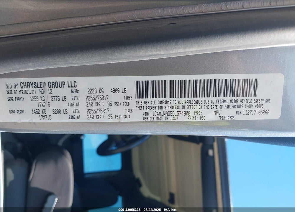 2013 JEEP WRANGLER / VIN: 1C4AJWAG5DL574906