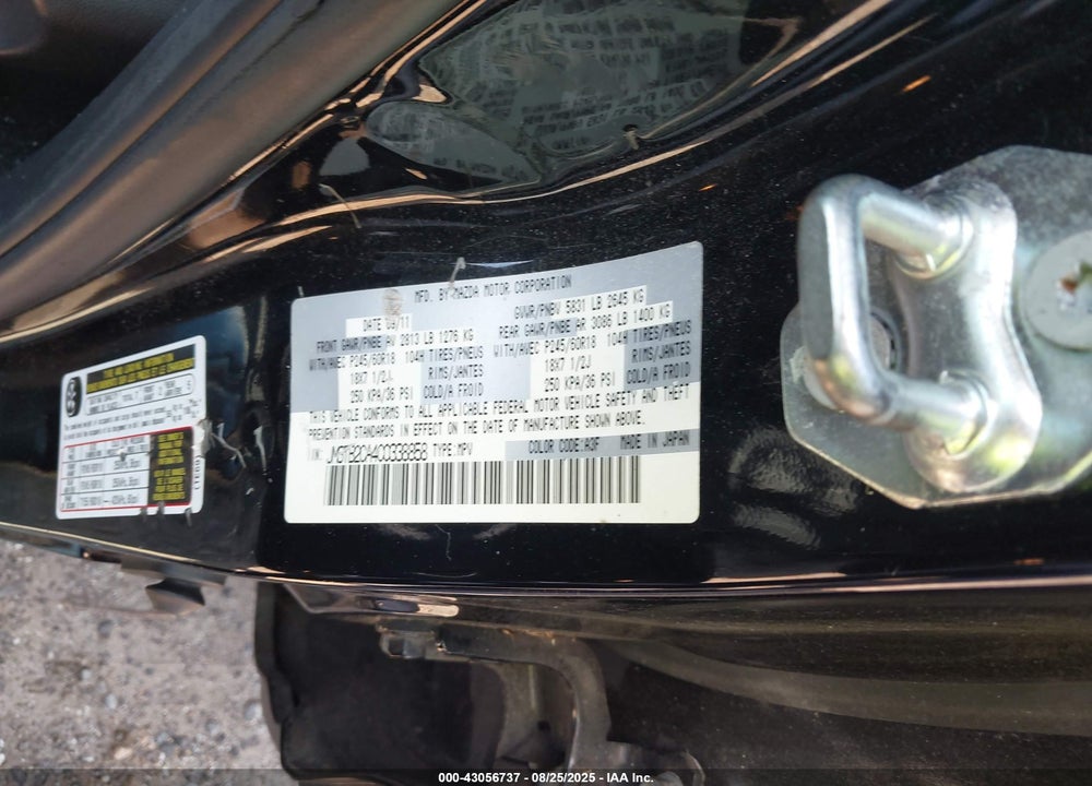2012 MAZDA CX-9 TOURING VIN: JM3TB2CA4C0338858