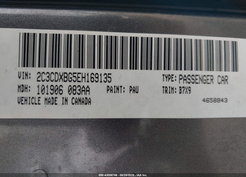 2014 DODGE CHARGER VIN: 2C3CDXBG5EH169135