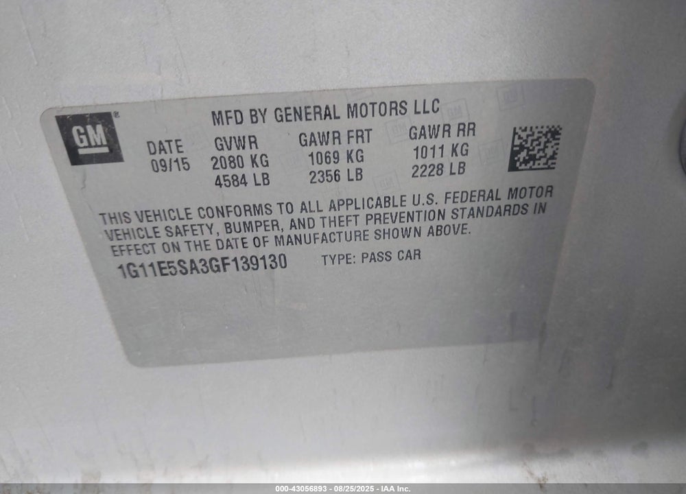 2016 CHEVROLET MALIBU LIMITED LTZ VIN: 1G11E5SA3GF139130