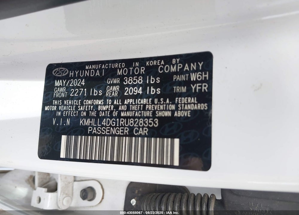2024 HYUNDAI ELANTRA VIN: KMHLL4DG1RU828353