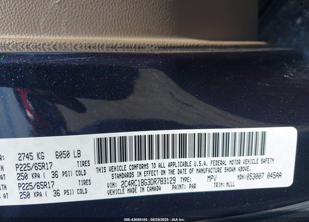 2013 CHRYSLER TOWN & COUNTRY TOURING VIN: 2C4RC1BG3DR783129