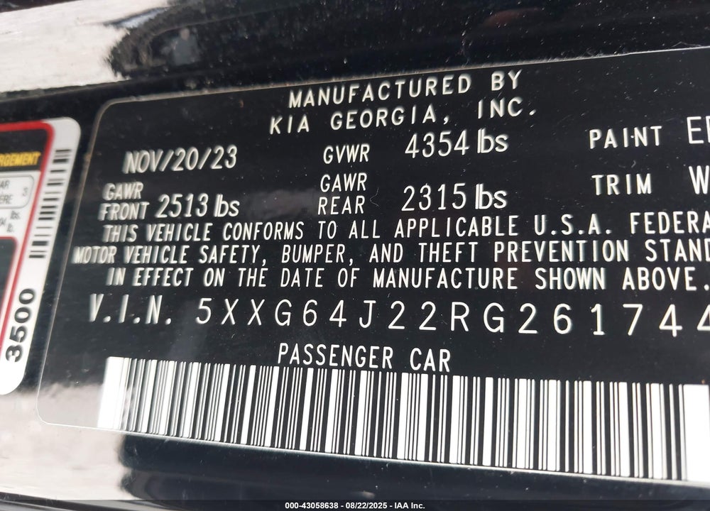 2024 KIA K5 GT LINE VIN: 5XXG64J22RG261744