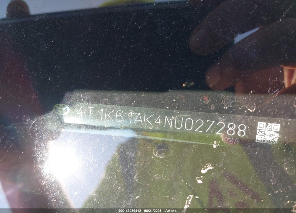 2022 TOYOTA CAMRY VIN: 4T1K61AK4NU027288