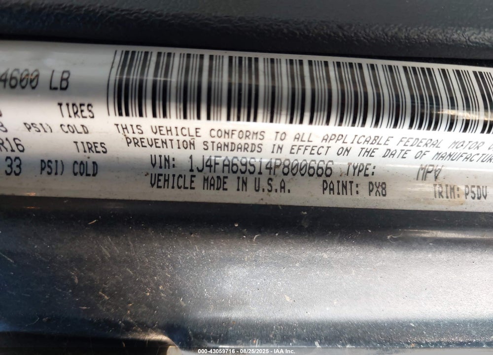 2004 JEEP WRANGLER RUBICON VIN: 1J4FA69S14P800666