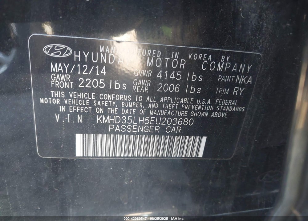 2014 HYUNDAI ELANTRA VIN: KMHD35LH5EU203680