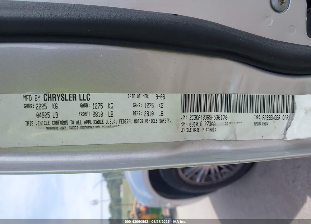 2009 CHRYSLER 300 VIN: 2C3KA43D69H536170
