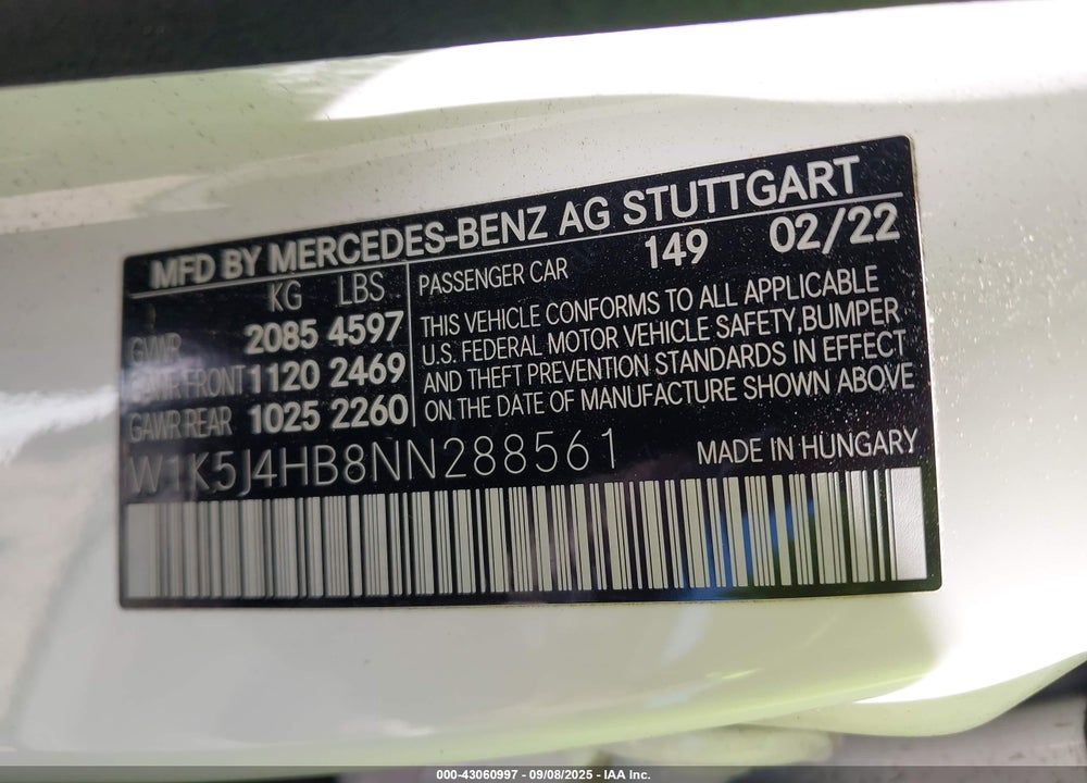 2022 MERCEDES-BENZ CLA 250 COUPE 4MATIC VIN: W1K5J4HB8NN288561