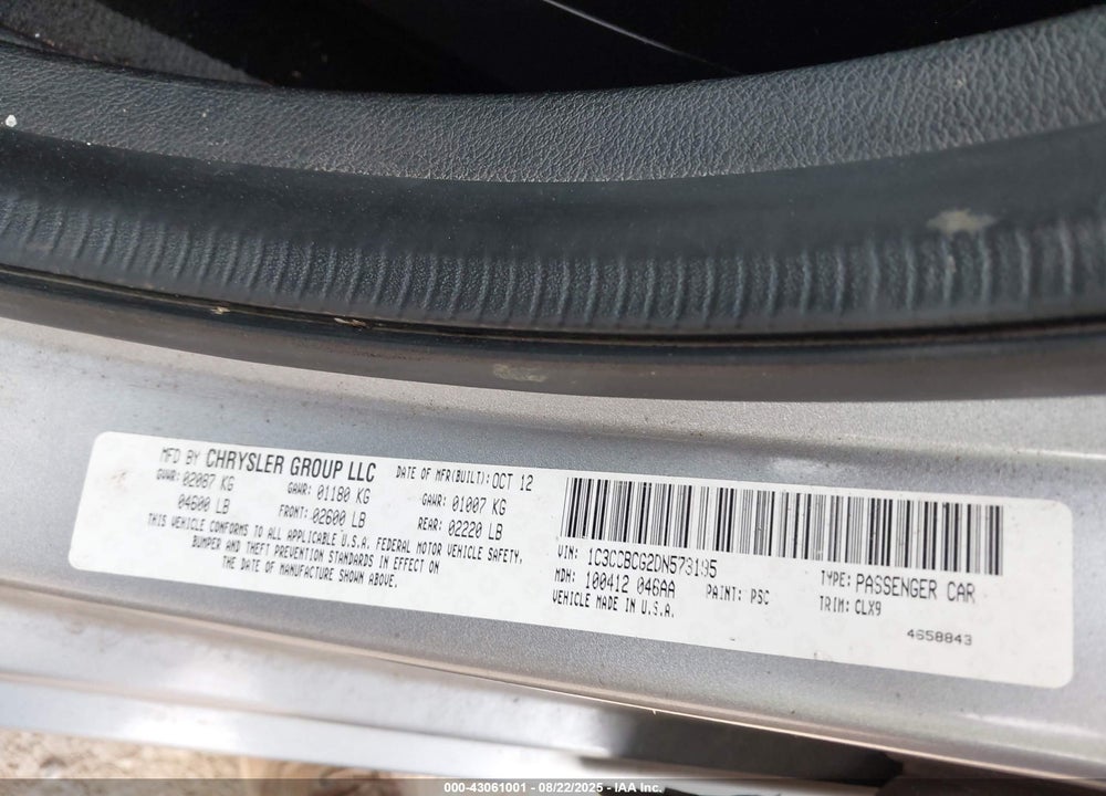 2013 CHRYSLER 200 LIMITED VIN: 1C3CCBCG2DN573195
