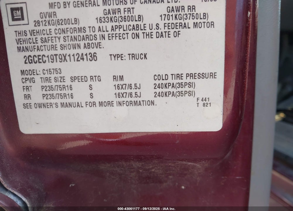 1999 CHEVROLET SILVERADO 1500 LS VIN: 2GCEC19T9X1124136