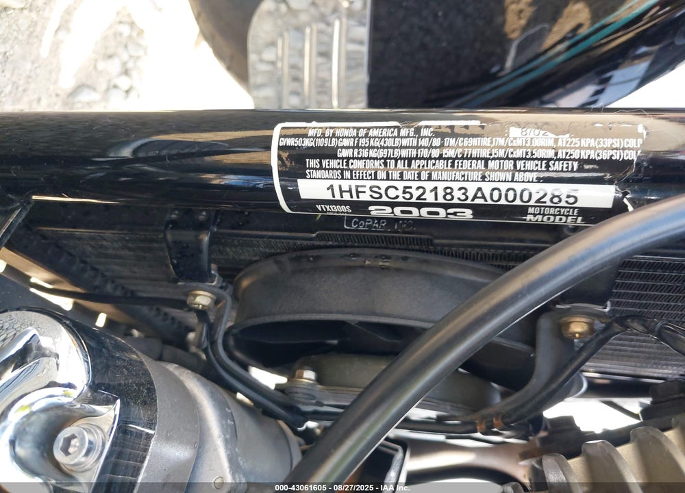 2003 HONDA VT1300 S VIN: 1HFSC52183A000285