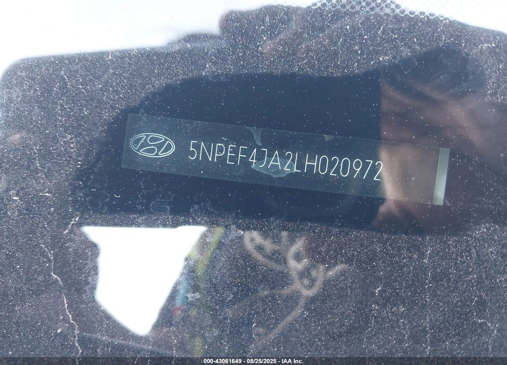 2020 HYUNDAI SONATA VIN: 5NPEF4JA2LH020972