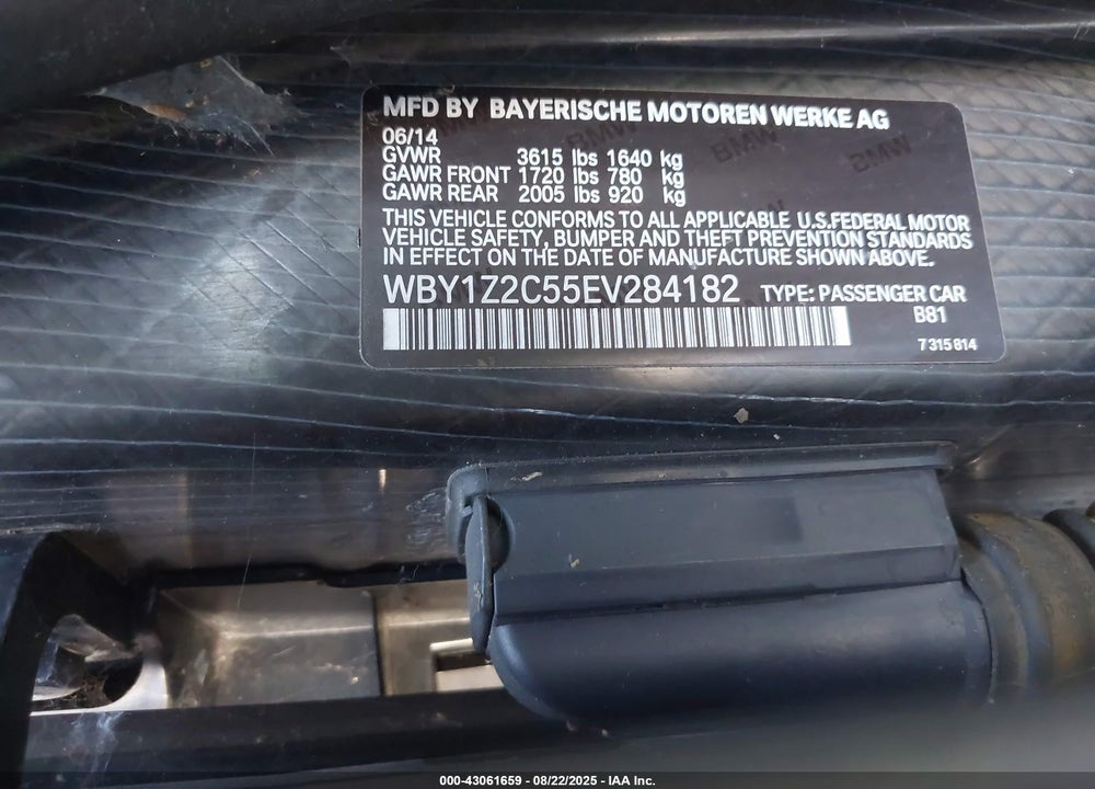 2014 BMW I3 VIN: WBY1Z2C55EV284182