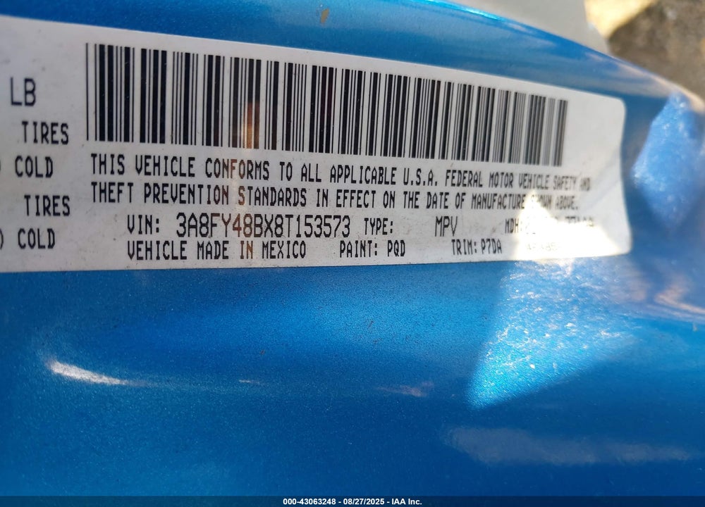 2008 CHRYSLER PT CRUISER VIN: 3A8FY48BX8T153573