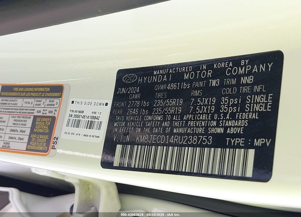 2024 HYUNDAI TUCSON HYBRID VIN: KM8JECD14RU238753