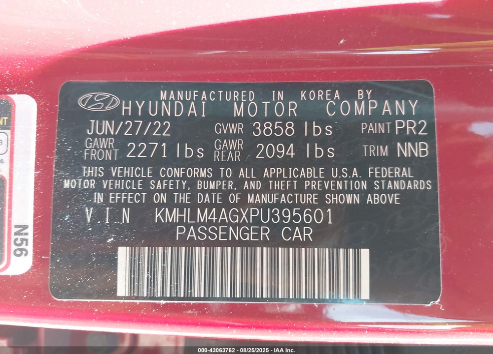 2023 HYUNDAI ELANTRA VIN: KMHLM4AGXPU395601