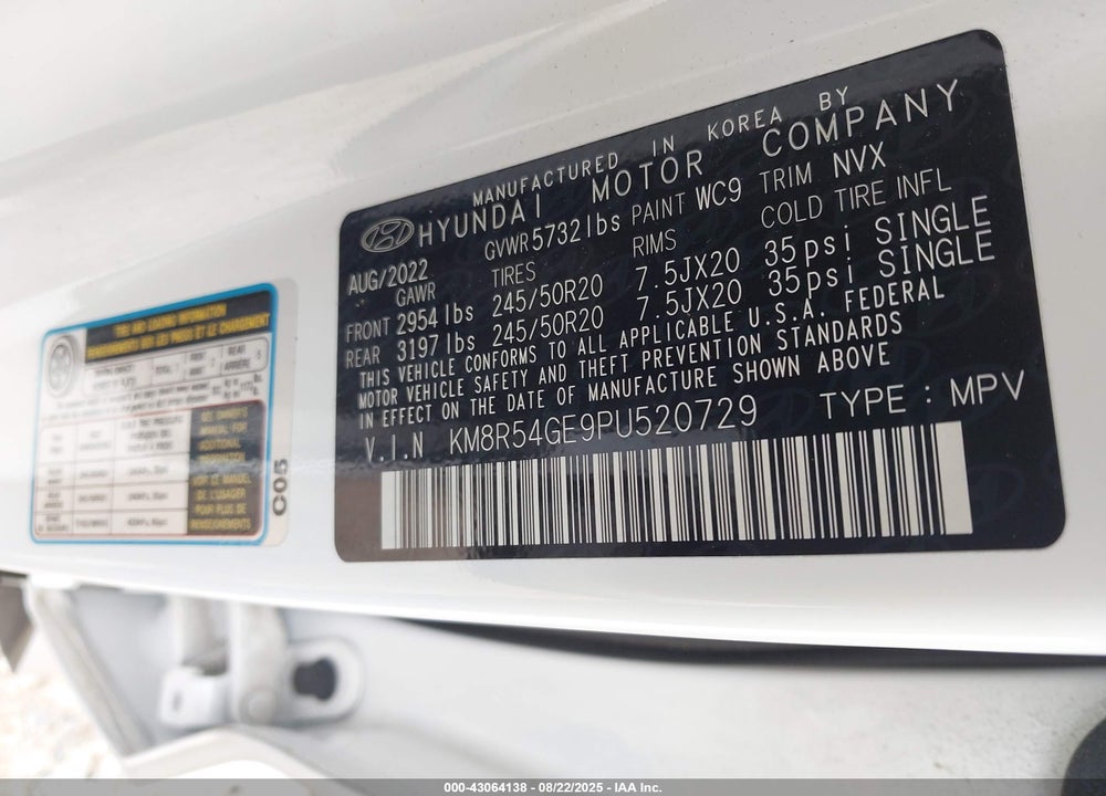 2023 HYUNDAI PALISADE LIMITED VIN: KM8R54GE9PU520729