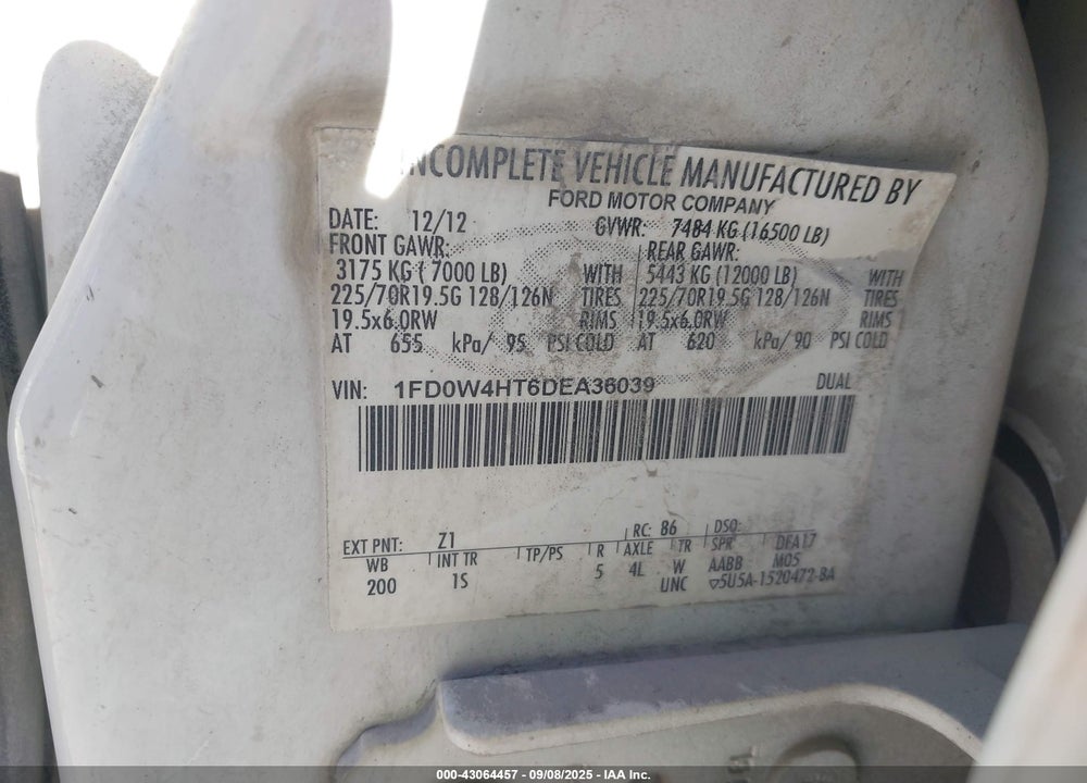 2013 FORD F-450 CHASSIS XL VIN: 1FD0W4HT6DEA36039