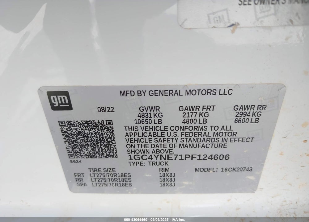 2023 CHEVROLET SILVERADO 2500HD 4WD STANDARD BED LT VIN: 1GC4YNE71PF124606