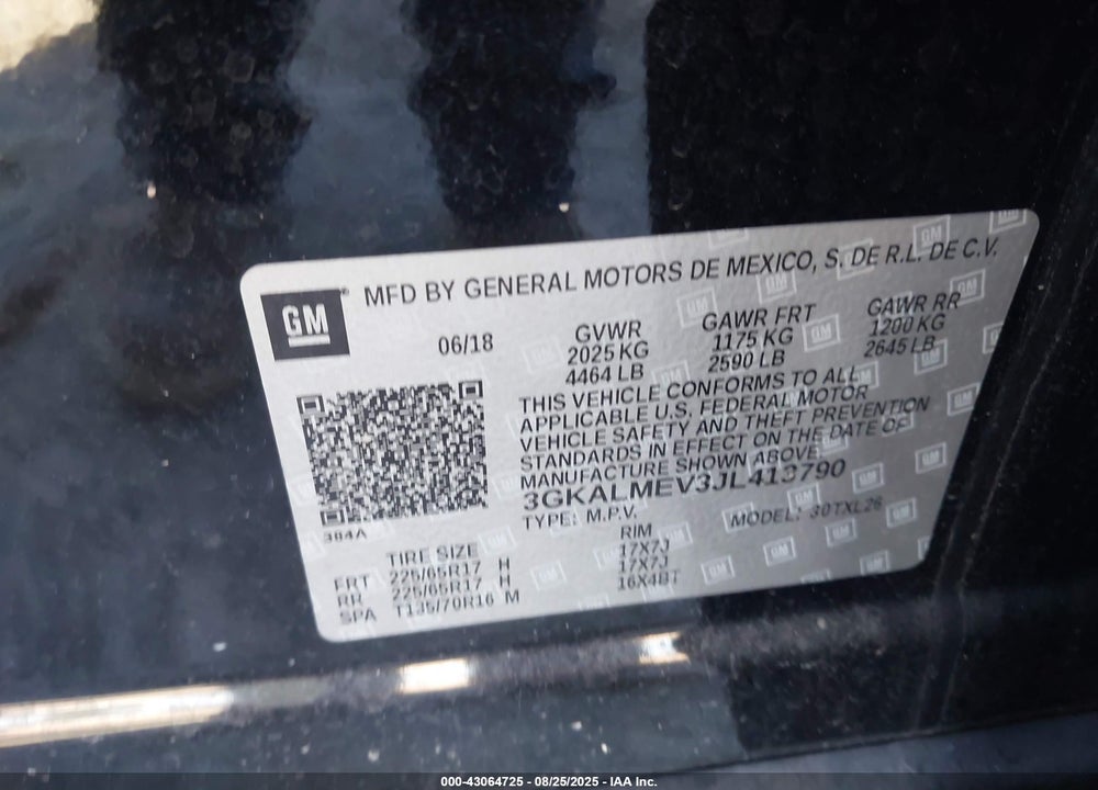 2018 GMC TERRAIN VIN: 3GKALMEV3JL413790